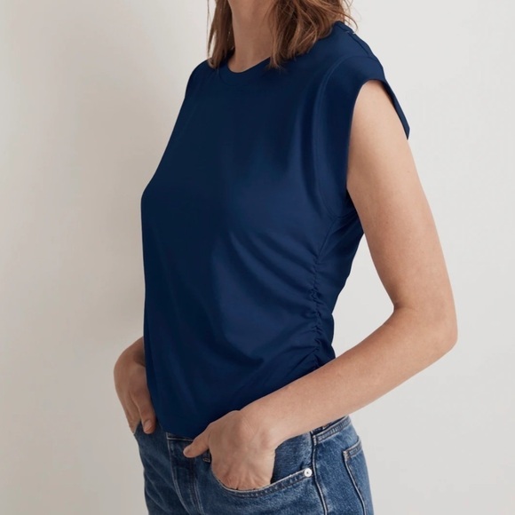 Madewell Side-Cinch Muscle Tee in Dark Nightfall size XXS NWT NJ787 - Picture 2 of 11